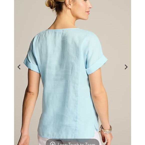 J Jill Pure Jill Linen Popover Top Light Blue Sea Lightweight Size Large Tall - Picture 2 of 13
